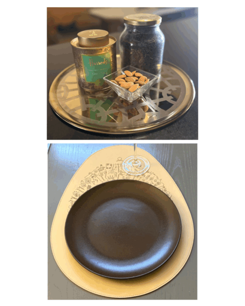 Promotion: The BioGeometry Golden Tray – set of 2 + The BioSignature placemats- Set of 2